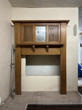 Arts and Crafts Style Oak Fire Surround W/ Mirror