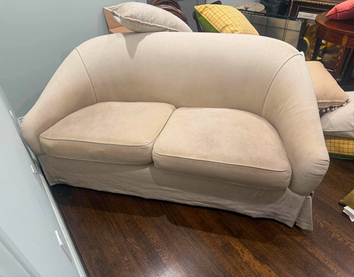 Beige fabric settee - beige,