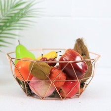 Fruit Vegetable Holder Copper Wire Fruit Bowl Basket Storage Dish Bread Tabletop