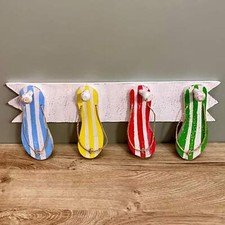Flip Flop Coat Rack Beach Seaside Indoor Home Four Peg Clothing Storage Wall