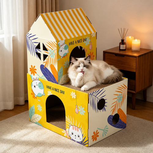 Corrugated cardboard cat house - cardboard,