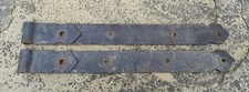 Pair of Antique Vintage Heavy Iron Gate Strap Hinges- 19 & 1/2" -Blacksmith Made