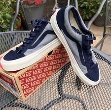 VANS Off The Wall OLD SCHOOL Skool TRAINERS Shoes BLUE BLACK SUEDE UK 8 EUR 40.5