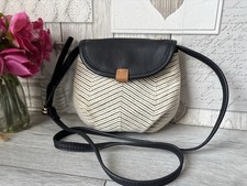 UGG Australia Canvas And Black Leather Small Crossbody Shoulder Bag