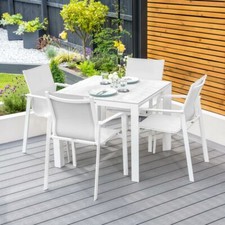 Harrier Luxury Outdoor Dining Table & Chairs | 3 SIZES - 4/8 Seats | White/Grey
