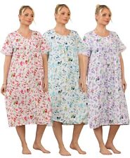 Nightdress Nightie Womens Ladies Short Sleeve Button Floral Pattern