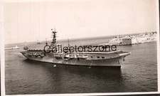 1950's Royal Navy Aircraft Carrier Valletta Harbour Malta Postcard sized Photo
