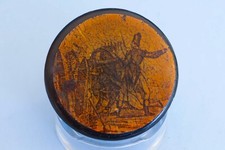 19thC France Papier Mache Snuff Box Soldier Battle Revolution War Napoleon
