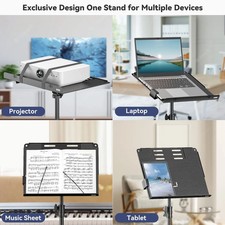 KDD Projector Stand, 4 in 1 Foldable Music Stand with Spring Arm Laptop Floor St