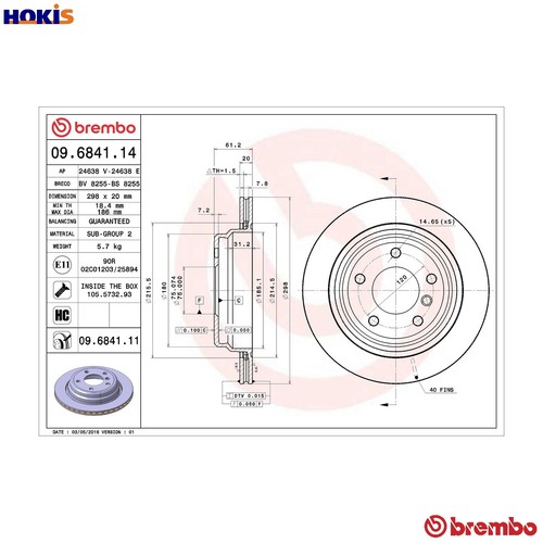 Brake disc 6841 - disc, 09.6841.11
