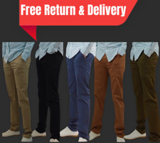 Men's Chinos Slim Fit Trousers Casual Jeans Stretch Cotton Work Pants Size 30-40