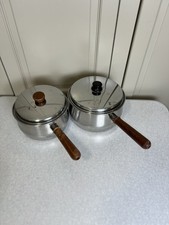 2 Prestige Lifetime Saucepan Steel Copper Bottom Wooden Handle