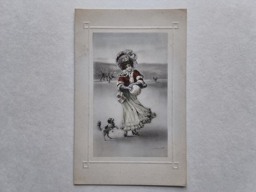 Vintage postcard glamour woman - vintage,