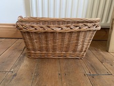 LARGE Wicker Bike Bicycle Shopping Basket w Handle Front Hook On Rectangular