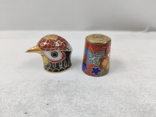 Vintage Sewing Thimble Cloisonne enamel bird Head & Butterfly Design S7180 CC