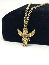 Gold ANGEL NECKLACE 18k Gold Plated Necklace Gold Baby Angel Pendant Gold Chain