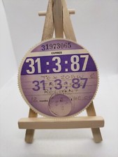 Vintage Reliant Robin Stamped 1987 Old Original Road Car Cars Tax Disc Discs 87