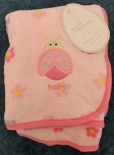 Special Delivery Ladybird Fleece Blanket Pram TJM 70x100cm pink flowers  New