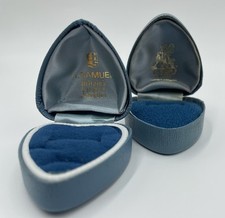 2 X VINTAGE H SAMUEL BLUE HEART SHAPED RING BOXES JEWELLERY DISPLAY BOX