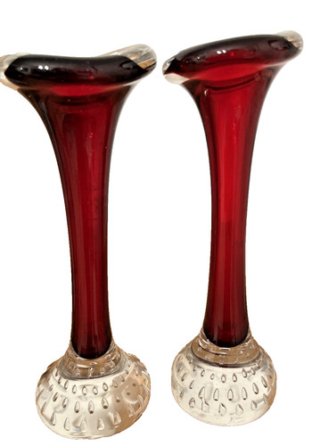 Vintage handblown ruby red - red, &