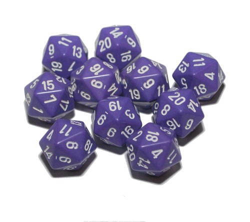 Poly dice purple d20 x10 - x10,, 20