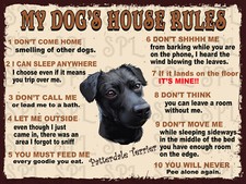 Patterdale Terrier My Dog's House Rules Retro Metal Tin Sign Plaque Gift