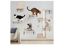 MASTERTOP Cat Wall Furniture, 4 in 1 Cat Tree Tower Scratching Posts - Beige