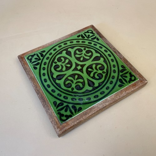 Moroccan green tile trivet - moroccan,