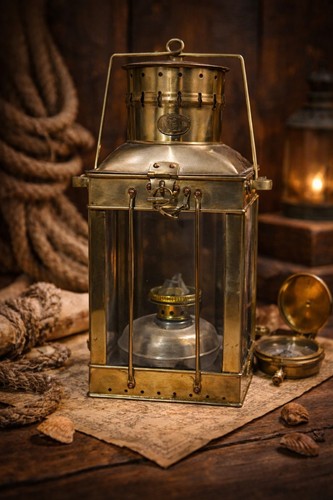 Vintage brass ship lantern - brass,