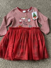 Next Girls Christmas Tutu Tartan Dress 9-12 Months Oh What Fun!