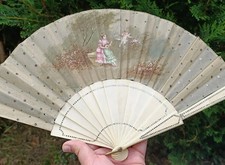 Antique Silk Painted Fan 19th