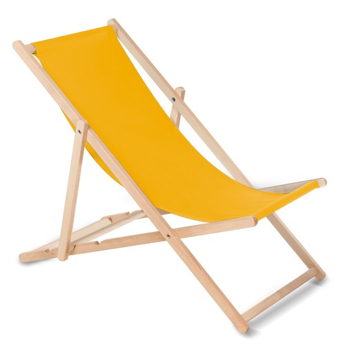 Yellow deck chair - beech, wood