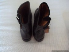 Black Biker Pull On Leather Boots - Size UK 4