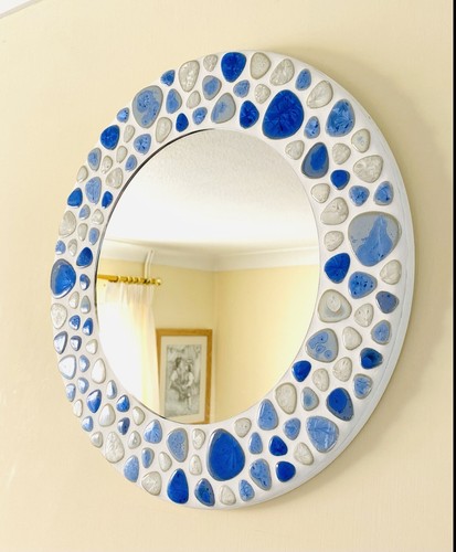 Snowflake pebble round mosaic - snowflake,