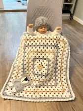 Hand Crochet ‘Teddy’ Baby Blanket, Gender Neutral, Great Baby Shower Gift