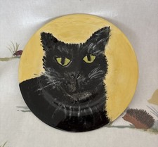 Super Cute Black Cat Vintage Hand Painted Unique Decorative Dessert 20cm Plate