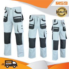 Mens Painters Decorators White Cargo Combat Working Work Trousers Pants Jeans