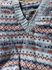 Handknitted Fair Isle Jumper Vintage Patricia Roberts pattern blue v neck