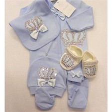 Baby Boys Blue 5 Piece Layette