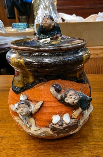 Sumida antique pottery lidded - sumida,