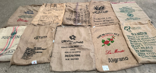 10x used empty coffee hessian - coffee,