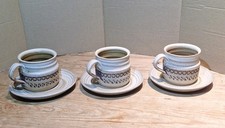 Set Of 3 BROADSTAIRS CUP AND SAUCERS   HAND MADE EARTHEN WARE Pottery Vintage.