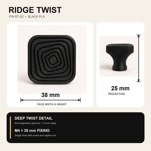 Black textured cabinet knob - textured,