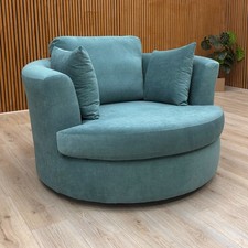 DFS 'Freya' Swivel Chair Ocean Blue Fabric Large RRP £900 BRAND NEW