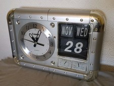 Old Rare Wall Clock With Flip Calendar - Flip Clock - Partially Tested 