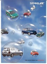 Toyota Starlet 1998 UK Market Sales Brochure 1.3i, S, SR & GLS 3-dr, 5-dr