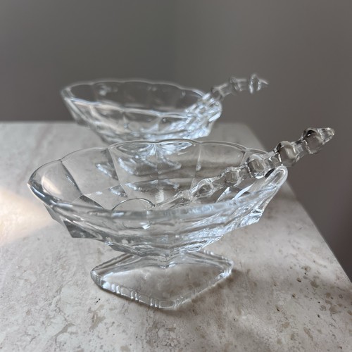 Pair vintage pressed glass - vintage,