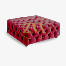 Diamond Tufted Velvet Ottoman