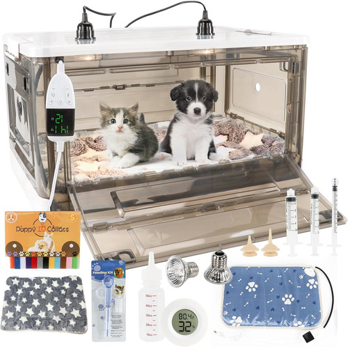 Puppy incubator with heating - with,