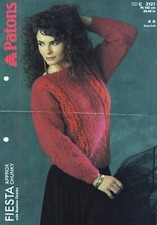 ~Patons Knitting Pattern For Lady's Eyelet Panel Boucle Yarn Sweater ~ 30" ~ 40"